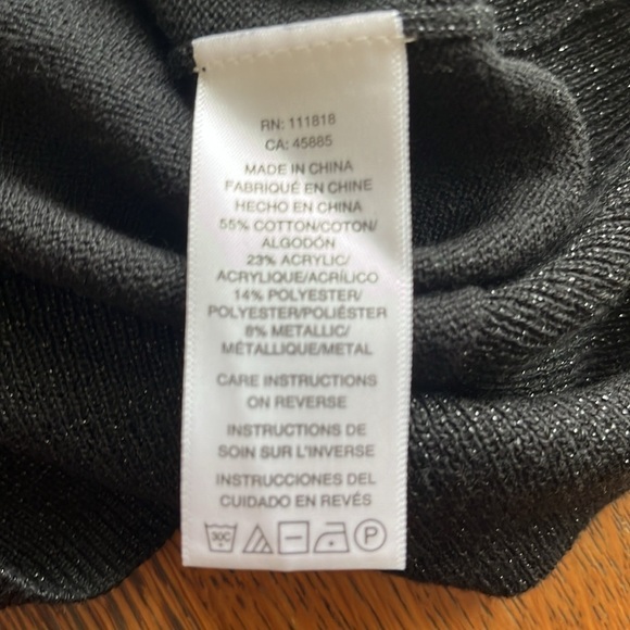 Michael Michael Kors Glitter Cowl Neck Sweater Short Sleeves Black Size M - Picture 13 of 14